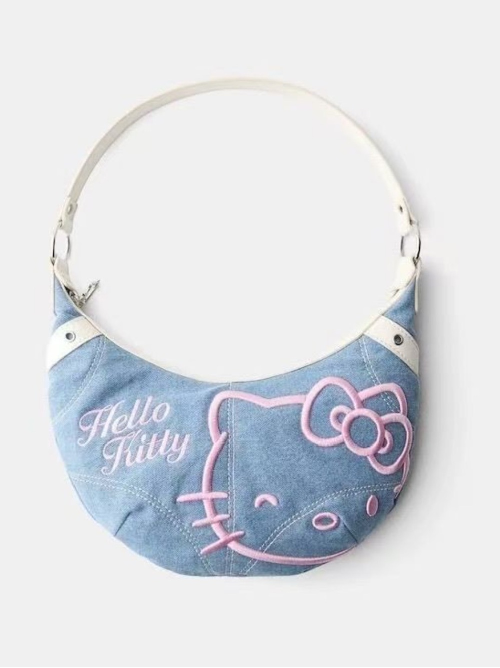 Hello Kitty Pink and Blue Denim Kids Shoulder Bag